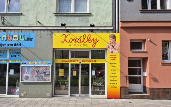 Čelní pohled na prodejnu Korálky Olomouc
